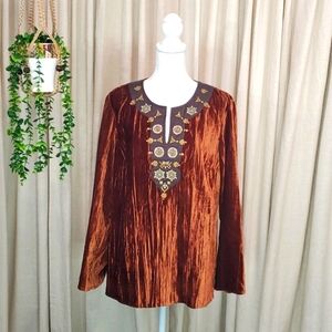Size 14/16 Venezia Brown/Copper Crushed Velvet Top